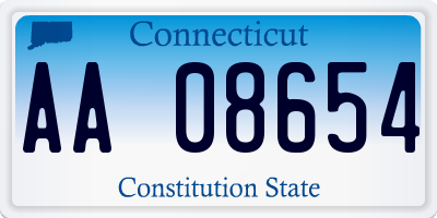 CT license plate AA08654