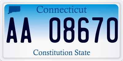 CT license plate AA08670