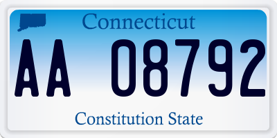 CT license plate AA08792