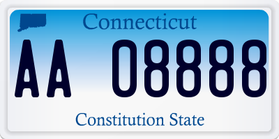 CT license plate AA08888