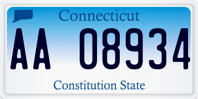 CT license plate AA08934