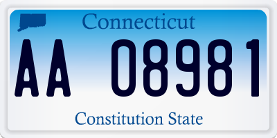 CT license plate AA08981