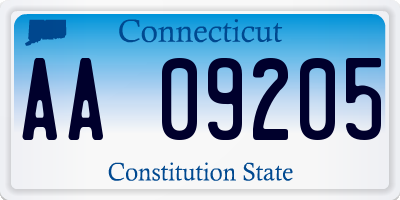 CT license plate AA09205