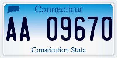 CT license plate AA09670