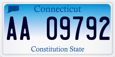 CT license plate AA09792