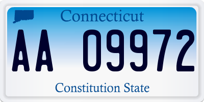 CT license plate AA09972