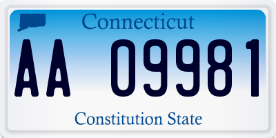 CT license plate AA09981