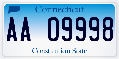 CT license plate AA09998