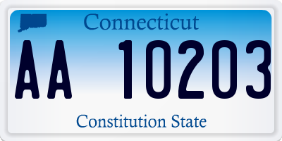 CT license plate AA10203