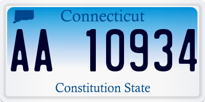 CT license plate AA10934