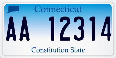 CT license plate AA12314
