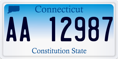 CT license plate AA12987