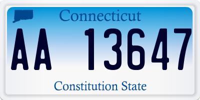 CT license plate AA13647