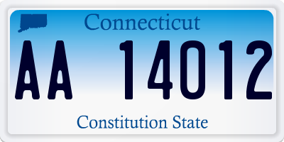 CT license plate AA14012