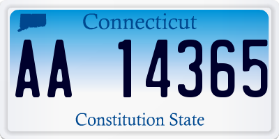 CT license plate AA14365