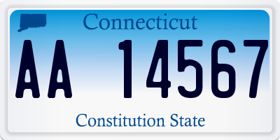 CT license plate AA14567