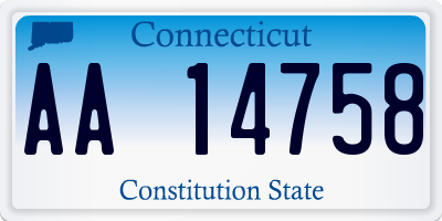 CT license plate AA14758