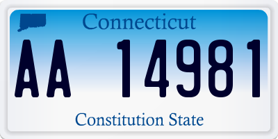 CT license plate AA14981