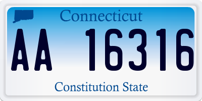 CT license plate AA16316