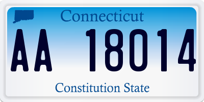 CT license plate AA18014