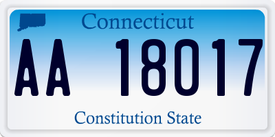 CT license plate AA18017