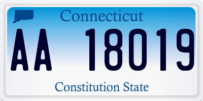 CT license plate AA18019