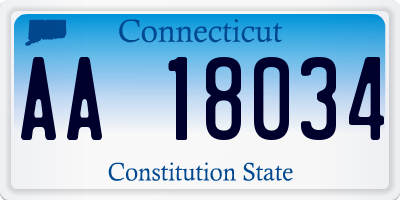 CT license plate AA18034