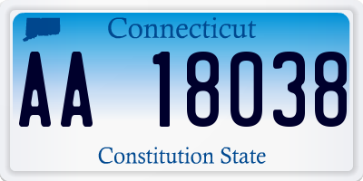 CT license plate AA18038