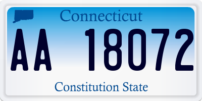 CT license plate AA18072