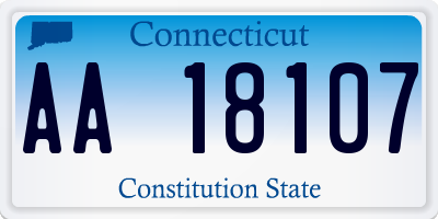 CT license plate AA18107