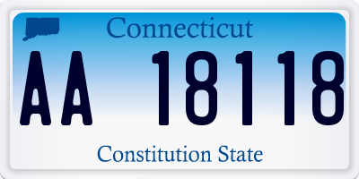 CT license plate AA18118