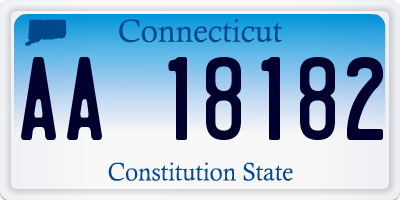 CT license plate AA18182