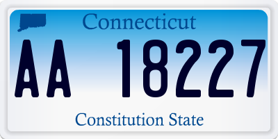 CT license plate AA18227