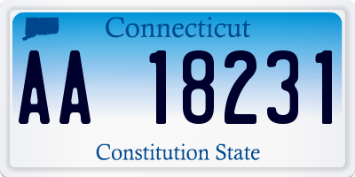 CT license plate AA18231