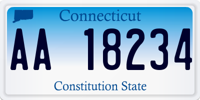 CT license plate AA18234