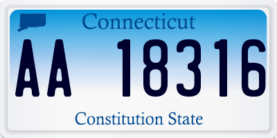 CT license plate AA18316