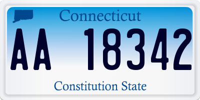 CT license plate AA18342