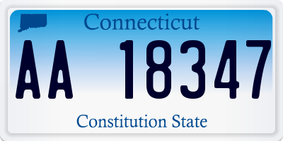 CT license plate AA18347