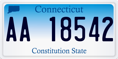 CT license plate AA18542