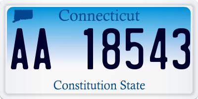 CT license plate AA18543