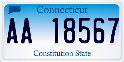 CT license plate AA18567