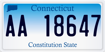 CT license plate AA18647