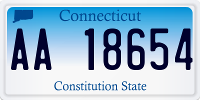 CT license plate AA18654