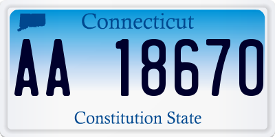 CT license plate AA18670