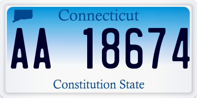 CT license plate AA18674