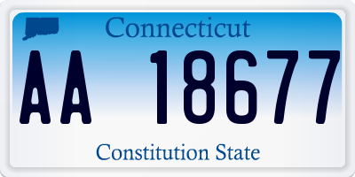 CT license plate AA18677