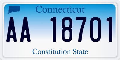 CT license plate AA18701