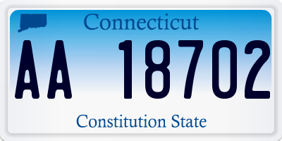 CT license plate AA18702