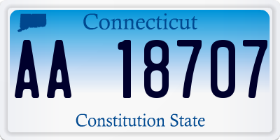 CT license plate AA18707