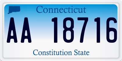 CT license plate AA18716